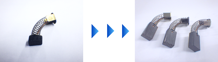 使用済みのカーボンブラシを基にして、現物合わせによる特注で装置に合うカーボンブラシをお届けします。